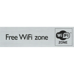 Free WiFi zone - Aluminium look zelfklevend deurbordje